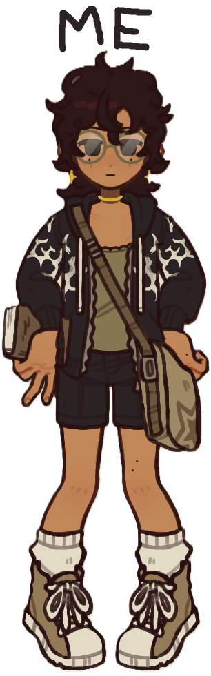 drawing of desi person with black hair and a neutral expression made with picrew